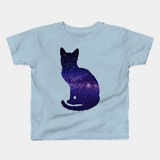 Galaxy Cat Silhouette Kids T-Shirt